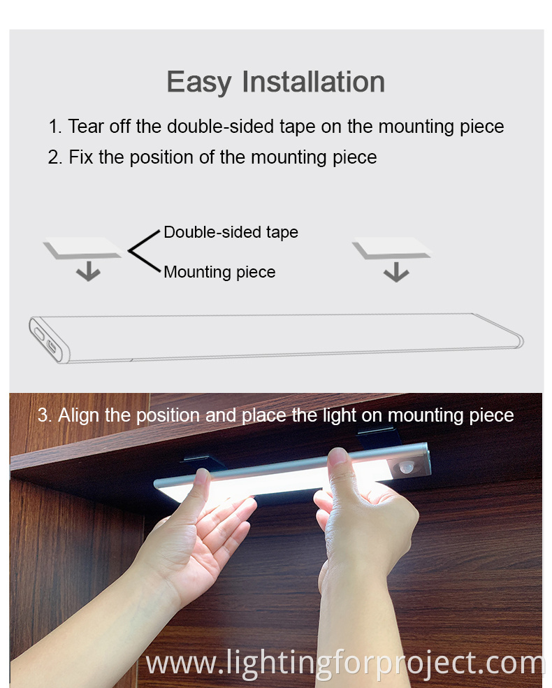 LED body sensor and hand sweep Dimmable cabinet wardrobe light PIR motion 1w 2w 3w 4w for livingroom